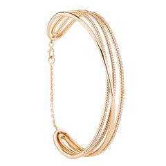 204 White Diamonds 0.98 Carat 18 Karat Rosé Gold Bangle Cuff Bracelet