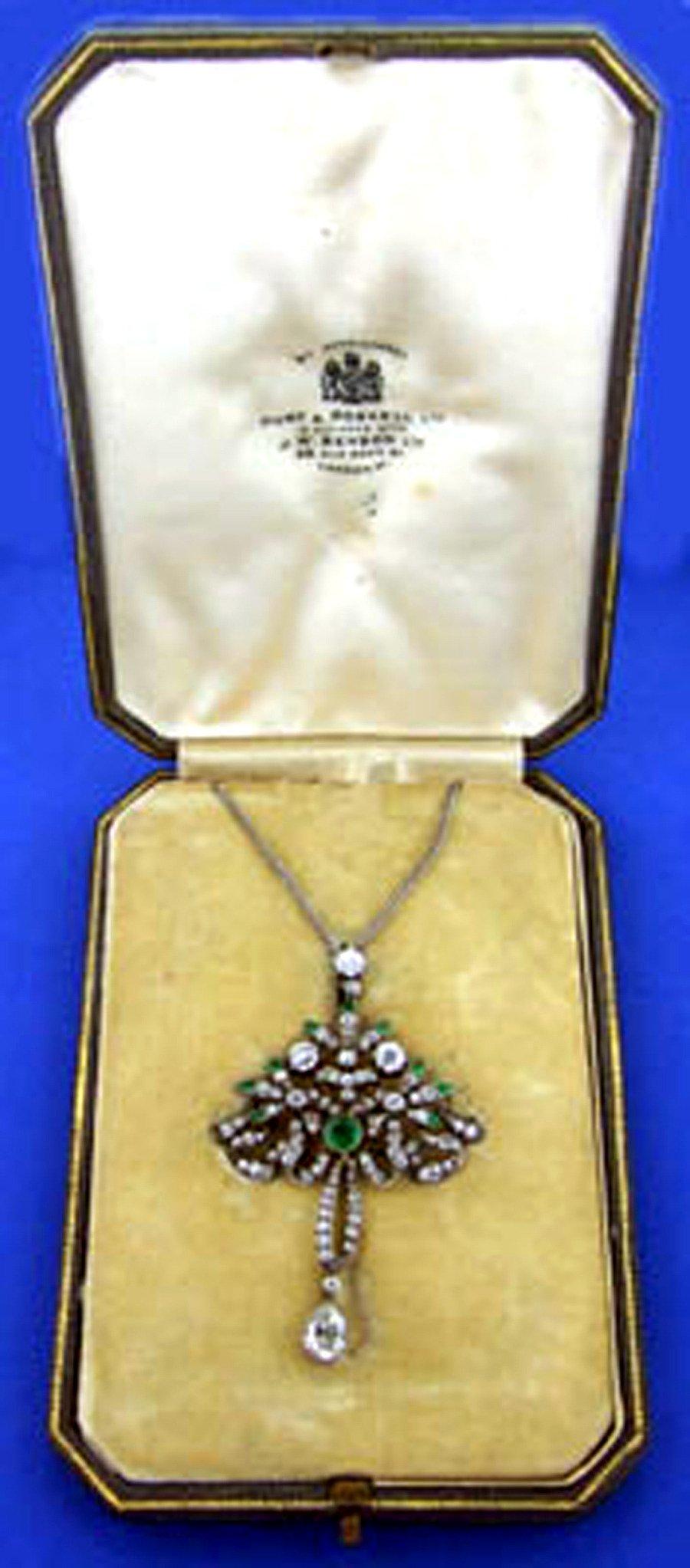 Viktorianischer Smaragd-Diamant-Anhänger oder Brosche, um 1860 im Angebot 2