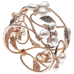 Autore South Sea Keshi Pearl Diamond Sapphire Cuff Bracelet