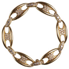 Vintage Mauboussin Diamond Gold Chain Bangle Bracelet, circa 1965