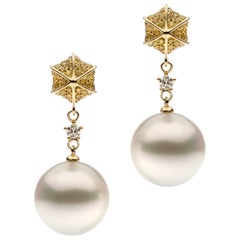 Autore White Diamond Yellow Diamond South Sea Pearl Earrings