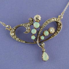 Art Nouveau Diamond Opal Pendant/Brooch, circa 1900