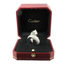 Cartier White Diamond Emerald 6 1/2 'Panthere de Cartier' Gold Cocktail Ring