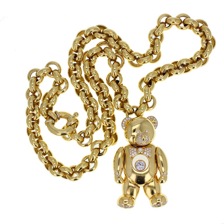 1990s Chopard Happy Diamond Gold Teddy Bear Pendant Necklace For - Chopard Teddy Bear Pendant 1990s Chopard Happy Diamond Gold Teddy Bear Pendant Necklace For - Chopard Teddy Bear Pendant