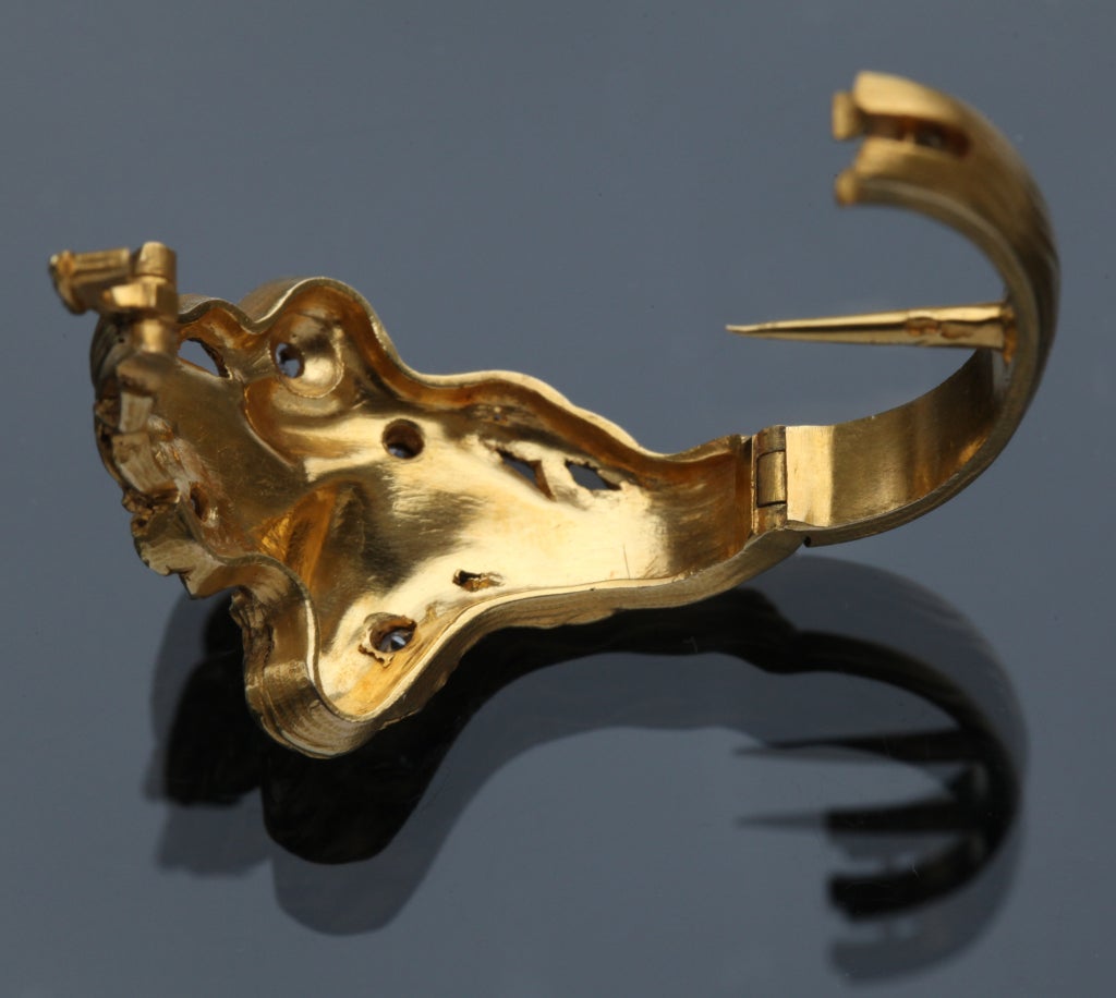 Plisson et Hartz Jugendstil Diamant Gold Frau Blume Skulptur Schal Ring (Art nouveau)