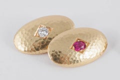 Emerald Sapphire Ruby 18 Karat Gold Cufflinks
