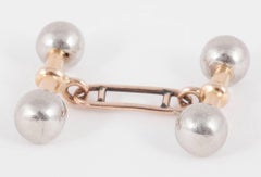 Edwardian Dumb-Bell Yellow Gold Platinum Cufflinks