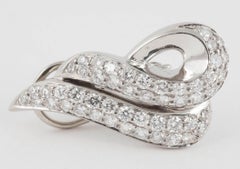 Pair of Diamond Platinum Earclips Earrings