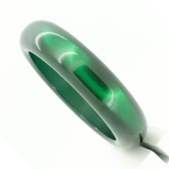 Retro Vintage Lucite Deep Emerald Green with Moonglow Finish Bangle