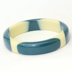 1950s Turquoise Ivory Bakelite Bangle Bracelet