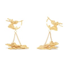 Loveness Lee Exocoetidae Gold Textured Dangle Earrings