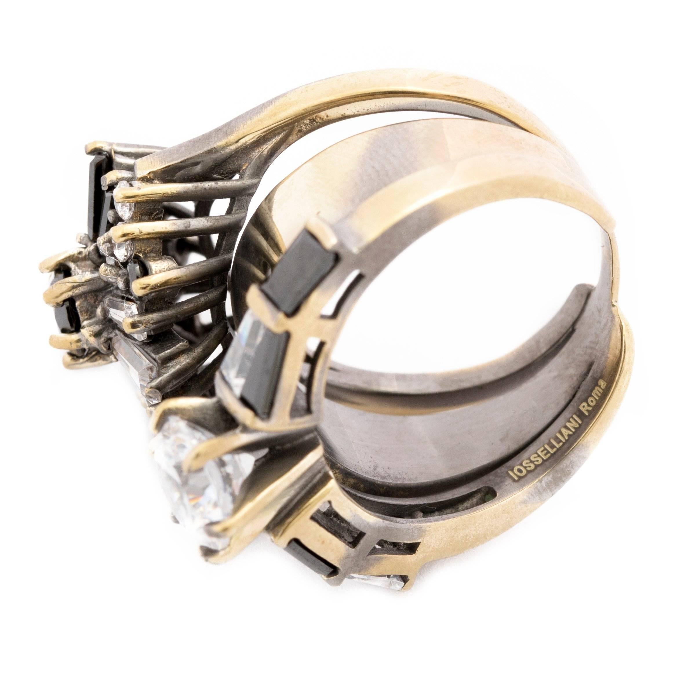 Contemporary Iosselliani Optical Cocktail Ring 