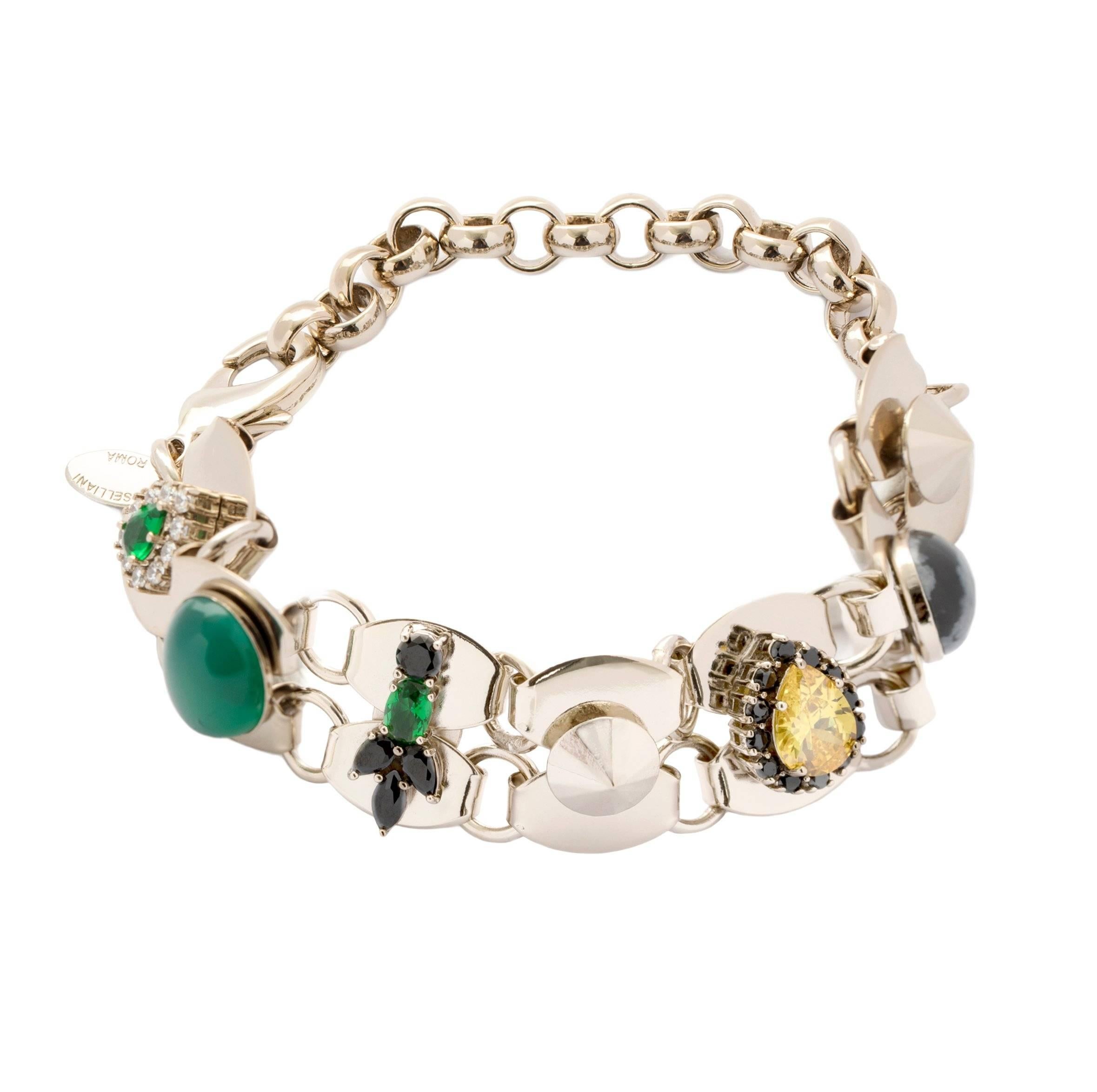 Gold Chain AND Natural Stones Bracelet FROM iosselliani In New Condition In Rome, IT