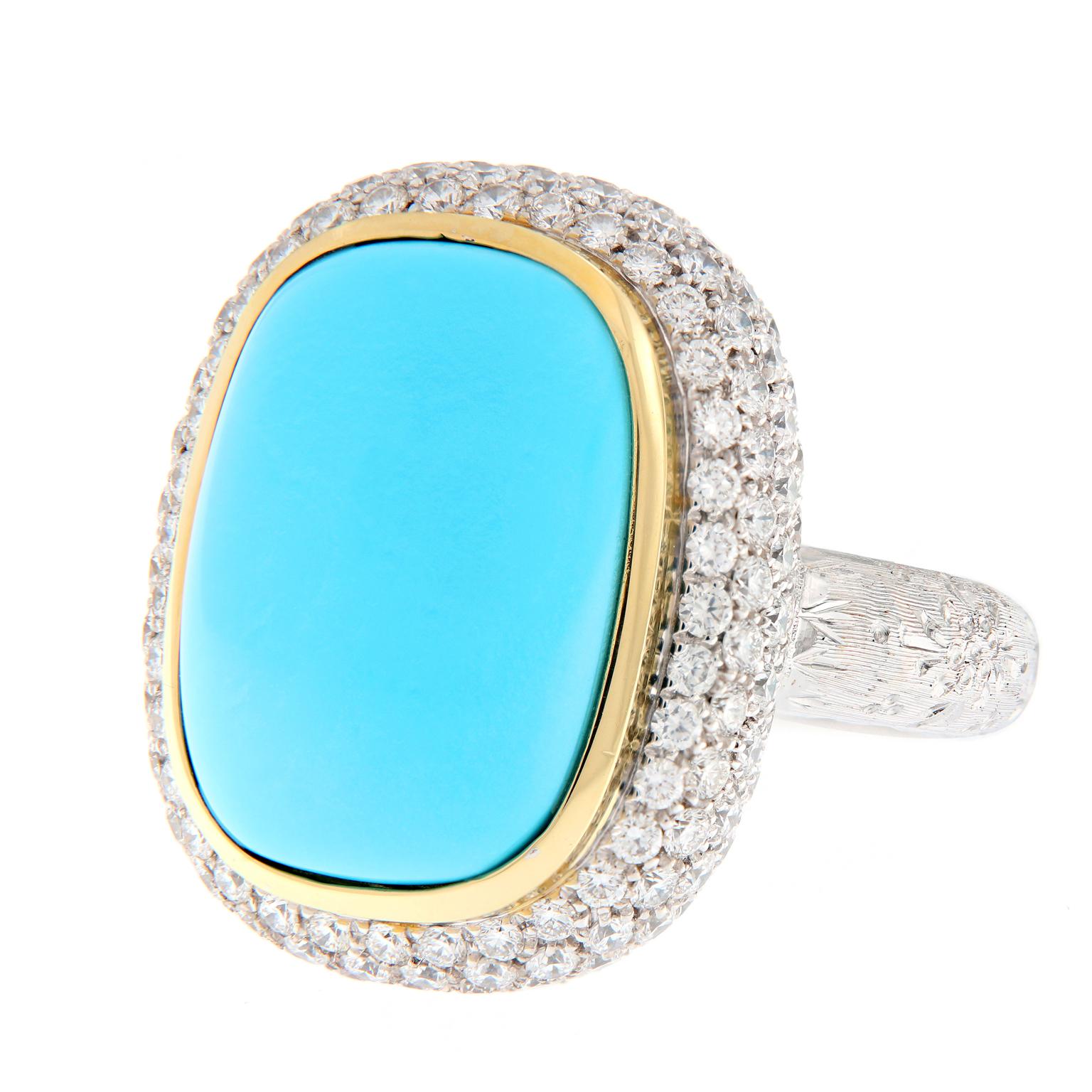 For Kyriaki: Teri Turquoise Diamond Gold Cocktail Ring