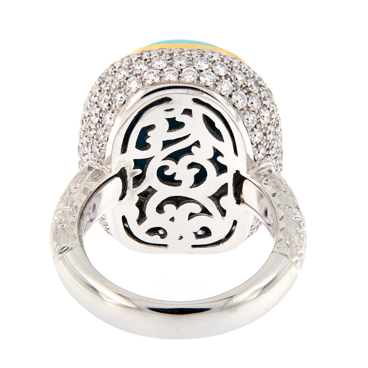 For Kyriaki: Teri Turquoise Diamond Gold Cocktail Ring 1