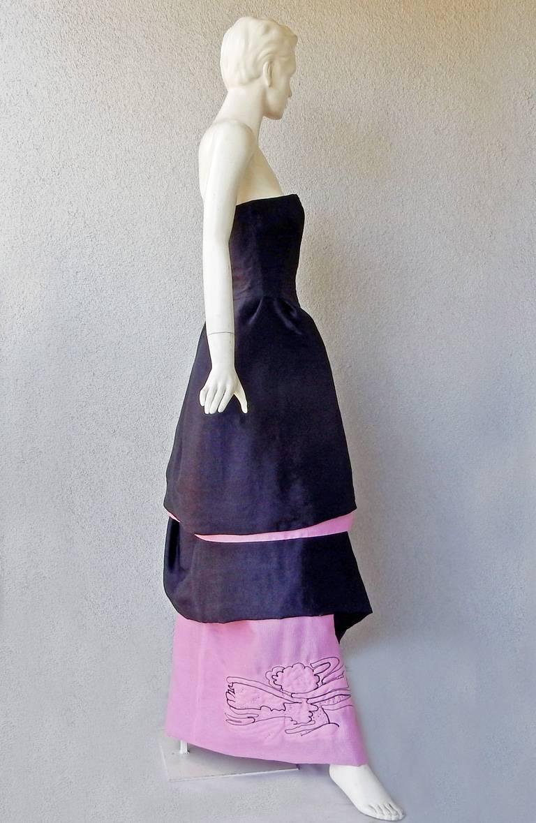 Black Christian Lacroix Runway 2-in-1 Detachable Pouf Petal Dress Gown For Sale