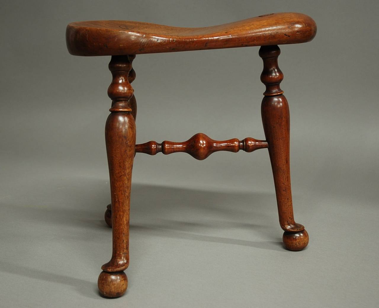Late 19th Century Walnut Saddle Seat Stool 3