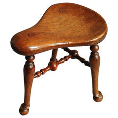 Late 19th Century Walnut Saddle Seat Stool
