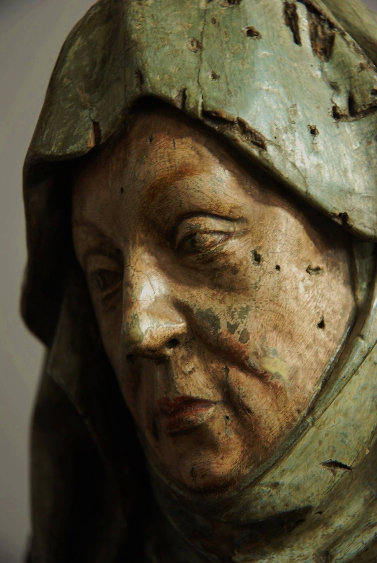 Polychrome Limewood Figure 'the Tuition of the Virgin' 2