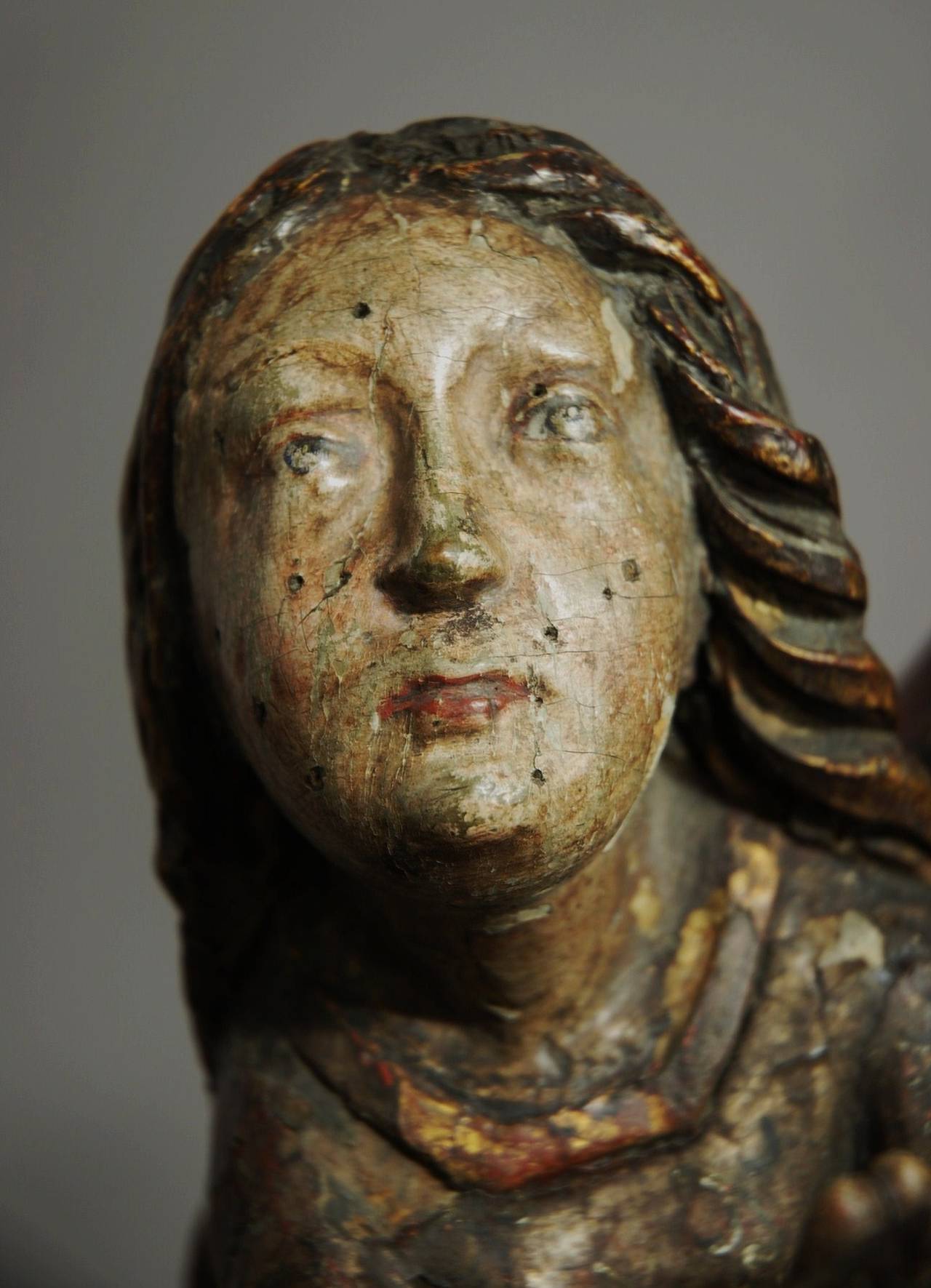 Polychrome Limewood Figure 'the Tuition of the Virgin' 3