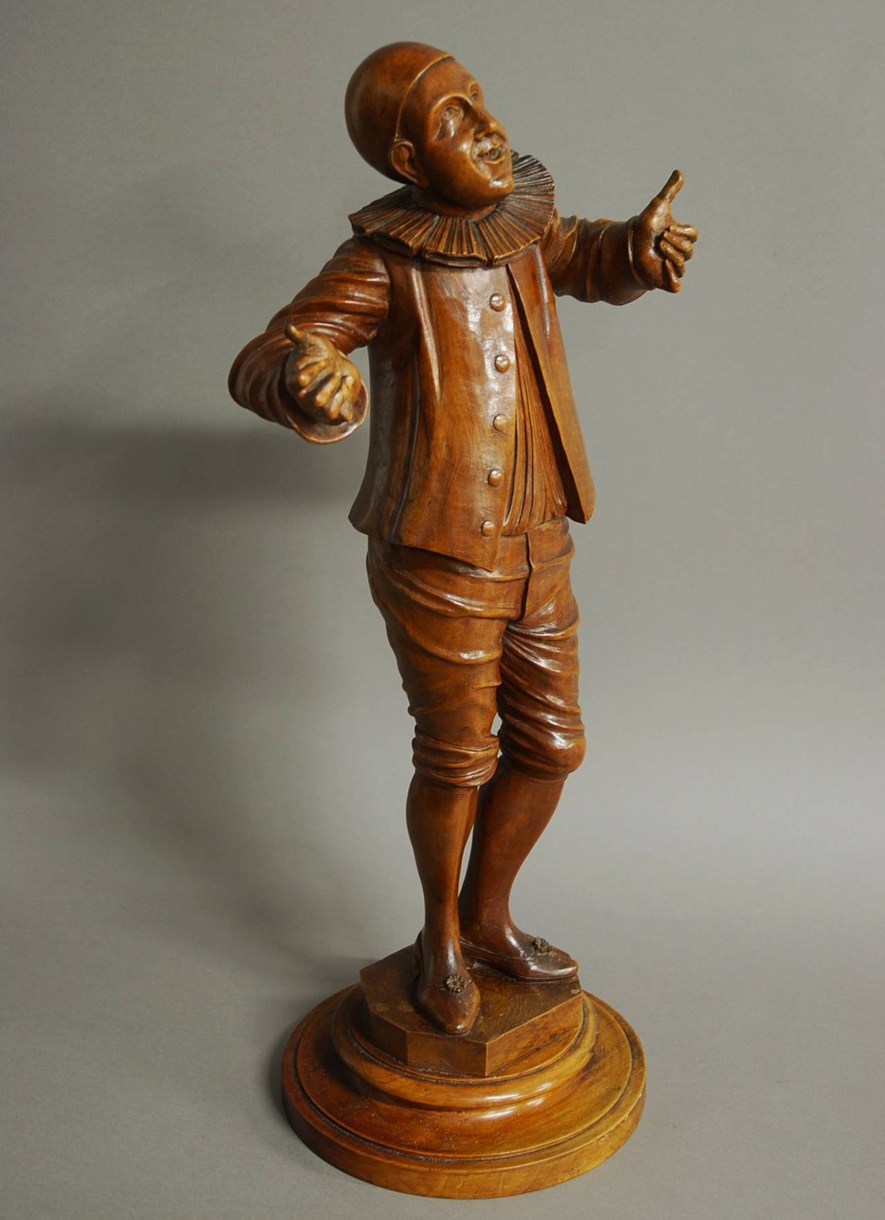 Finely Carved Walnut Figure of a Pierrot 3