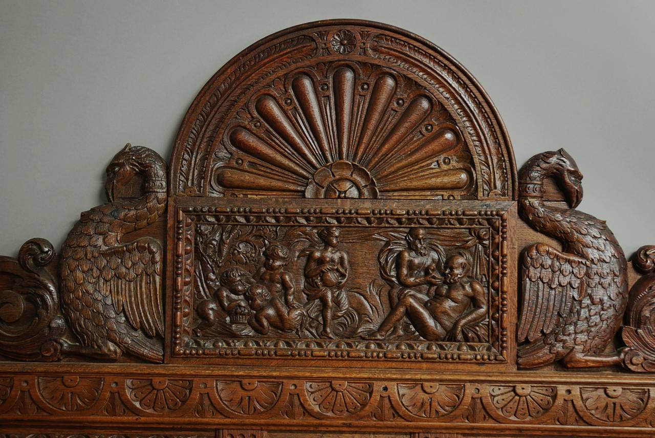 Carved French Mid-Late 19th Century Oak Bed