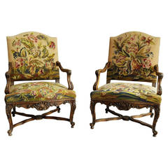 Pair of French 19th Century Walnut Fauteuils