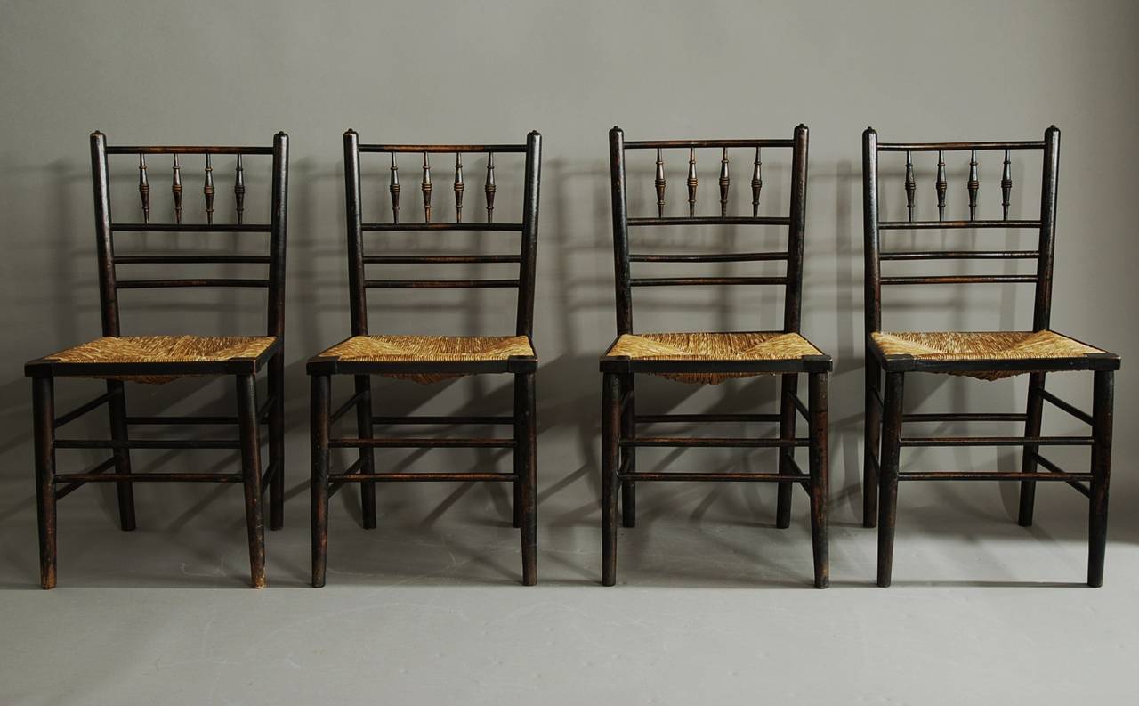 Beech Set of Six Morris & Co. Sussex Chairs
