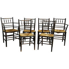 Antique Set of Six Morris & Co. Sussex Chairs