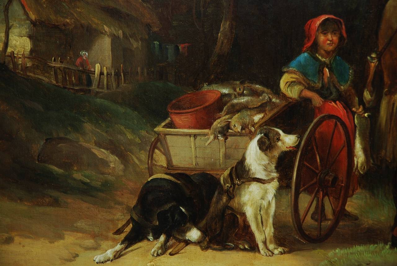 19th Century 'The Rabbit Seller' Oil on Canvas