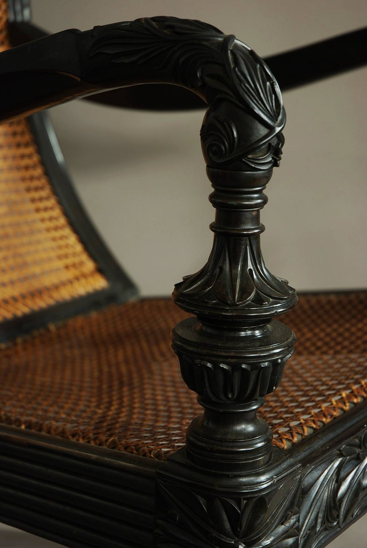 Carved Solid Ebony Easy Chair from the Galle District 4