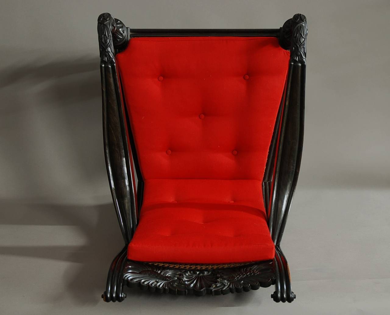 Carved Solid Ebony Easy Chair from the Galle District 3