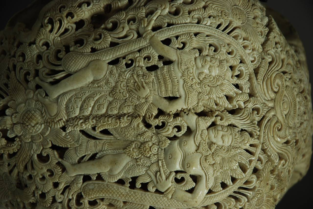 Late 19th Century Carved Buffalo Skull 1