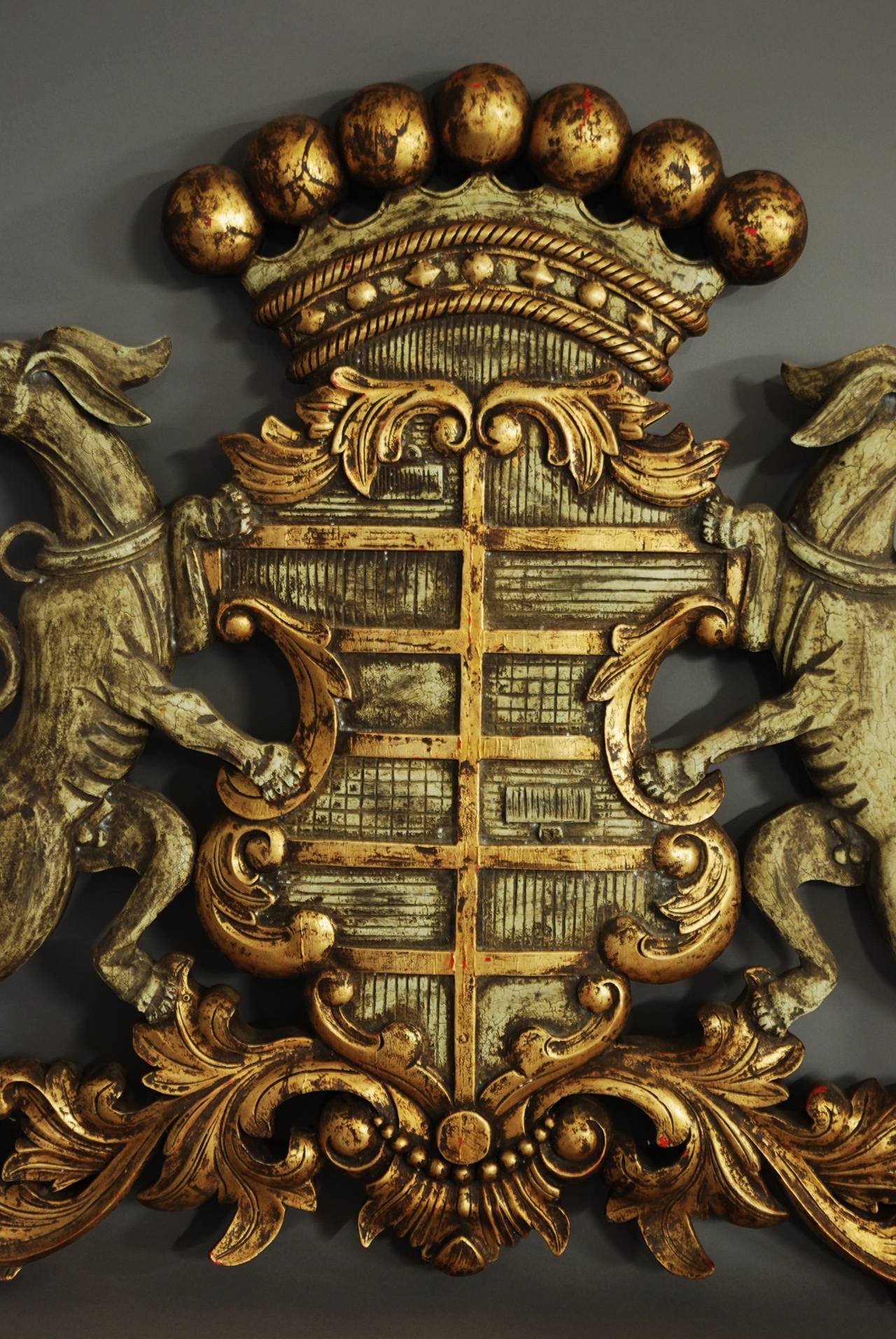European Carved Wooden Coat of Arms
