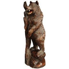 Finely Carved Wooden Black Forest Bear
