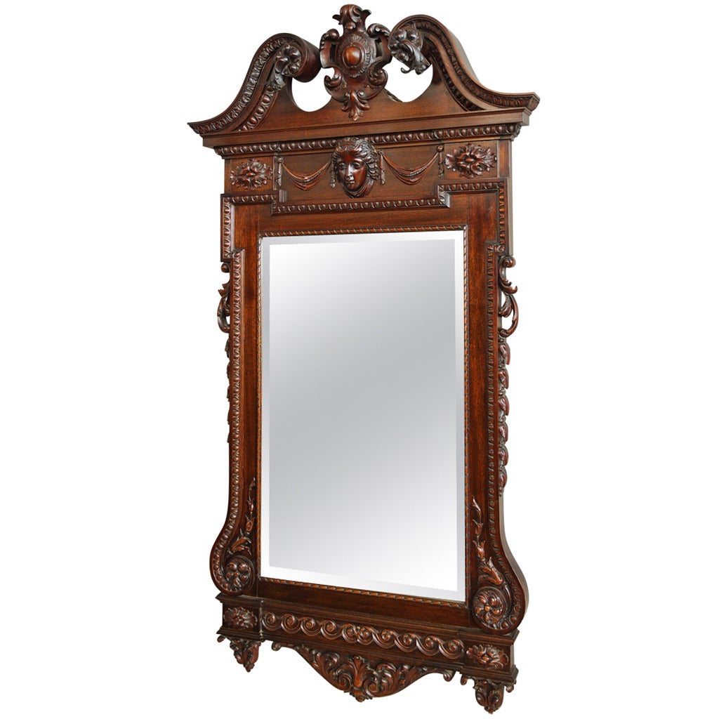 Fine Quality Mahogany Pier Mirror in the William Kent Style For Sale