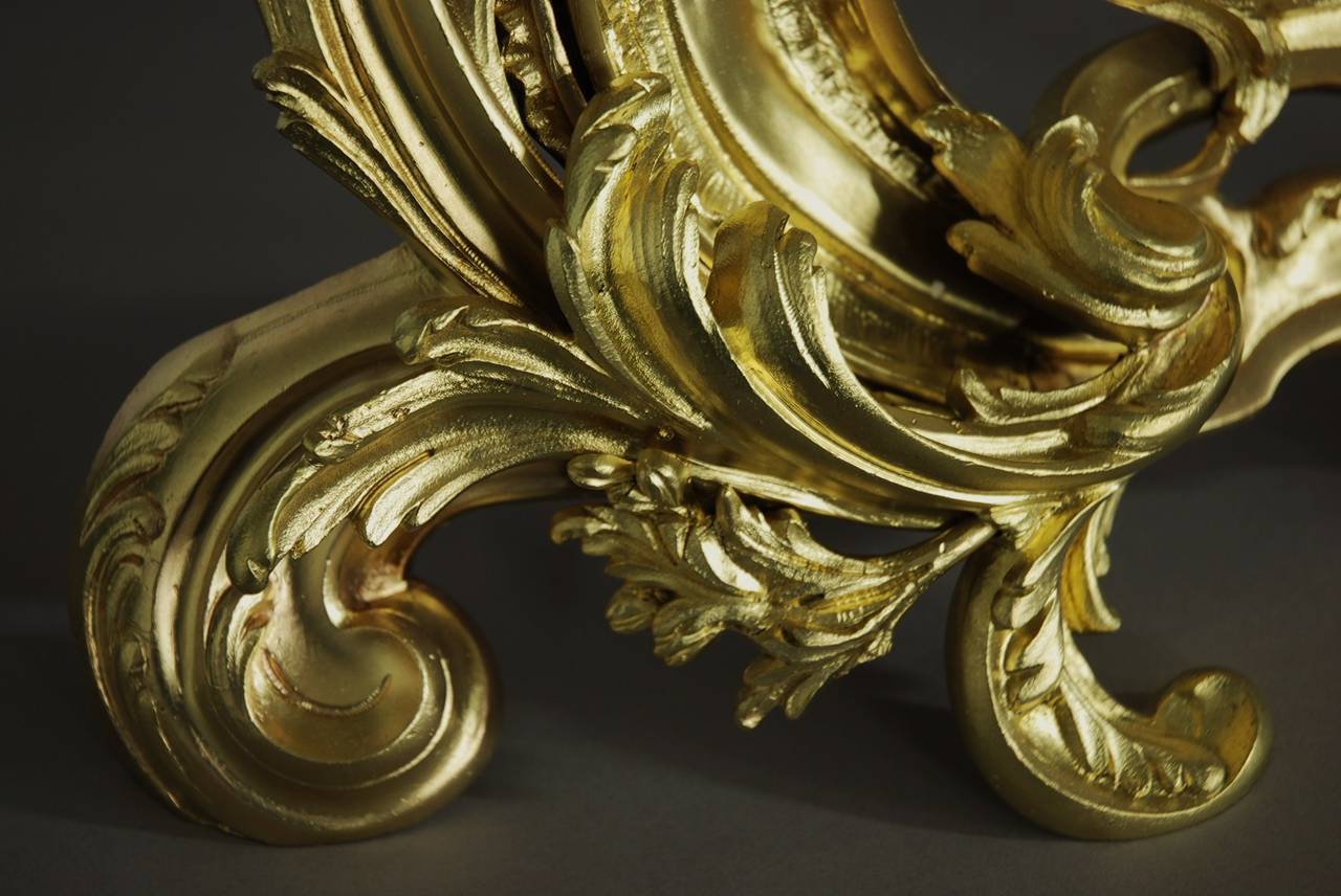 Pair of Ormolu Chenets in the Rococo Style In Excellent Condition In Suffolk, GB