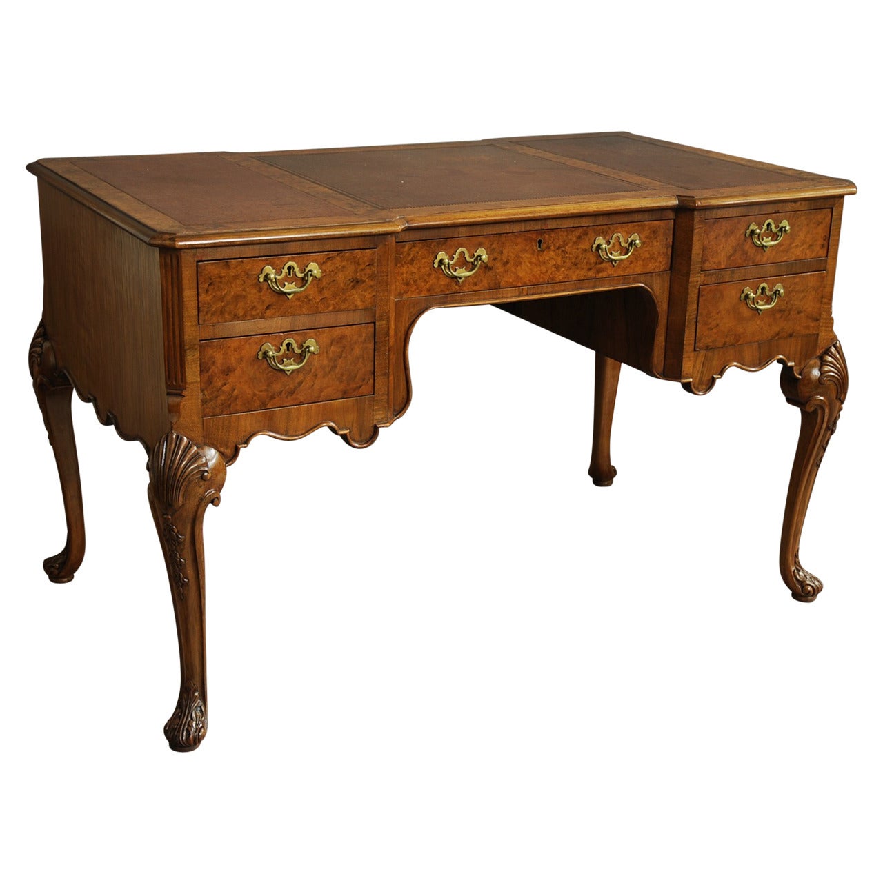 Walnut Writing Desk in the Queen Ann Style For Sale