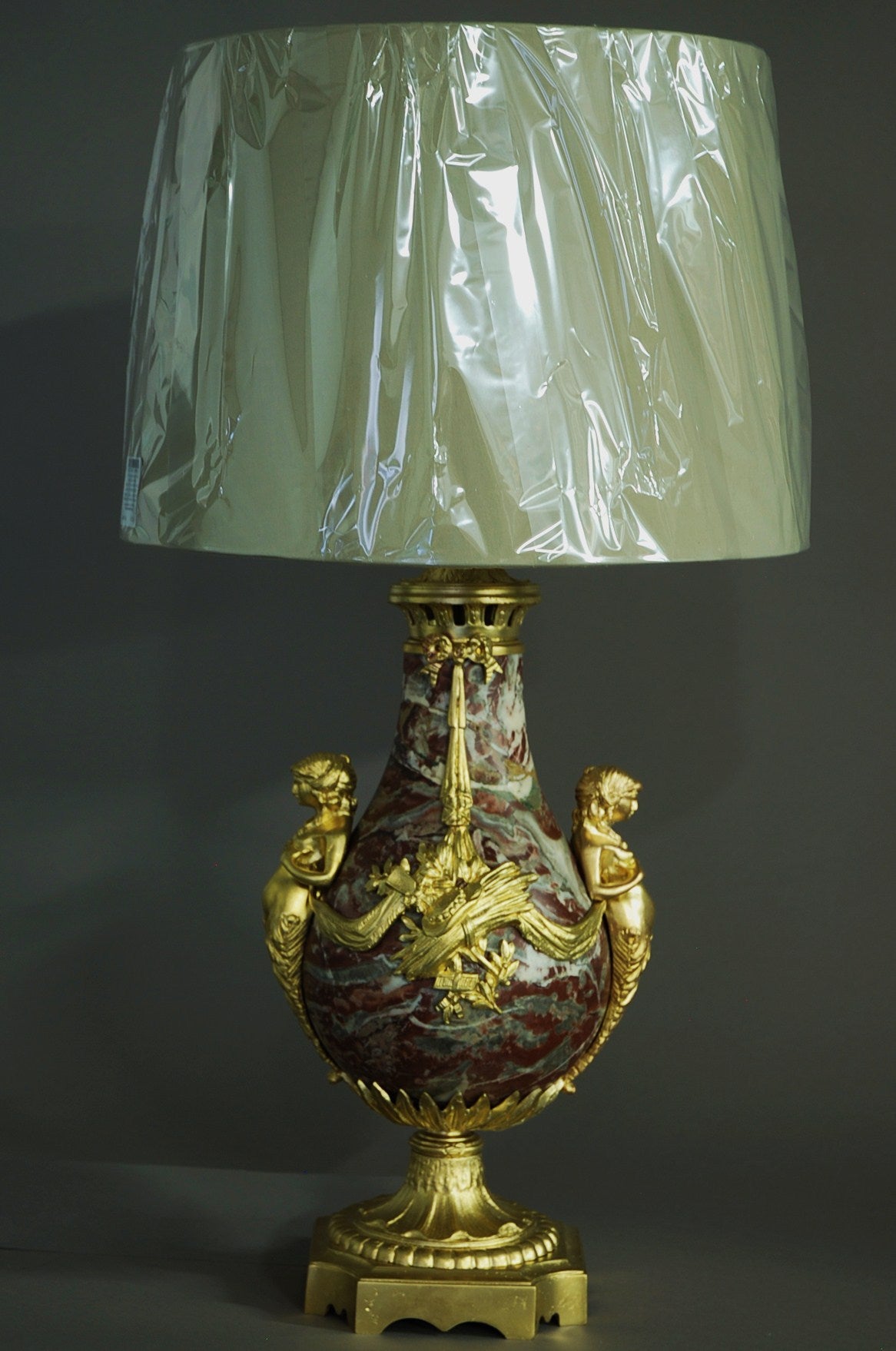 French Large Marble and Ormolu Table Lamp