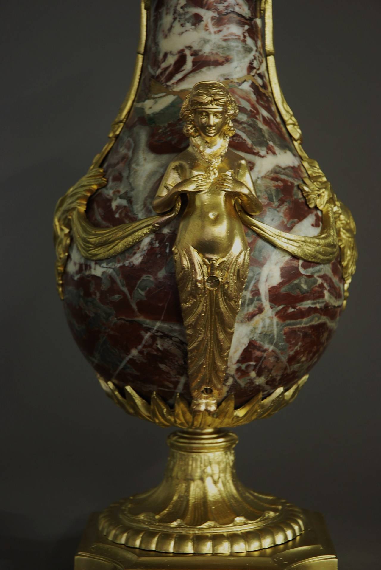 19th Century Large Marble and Ormolu Table Lamp