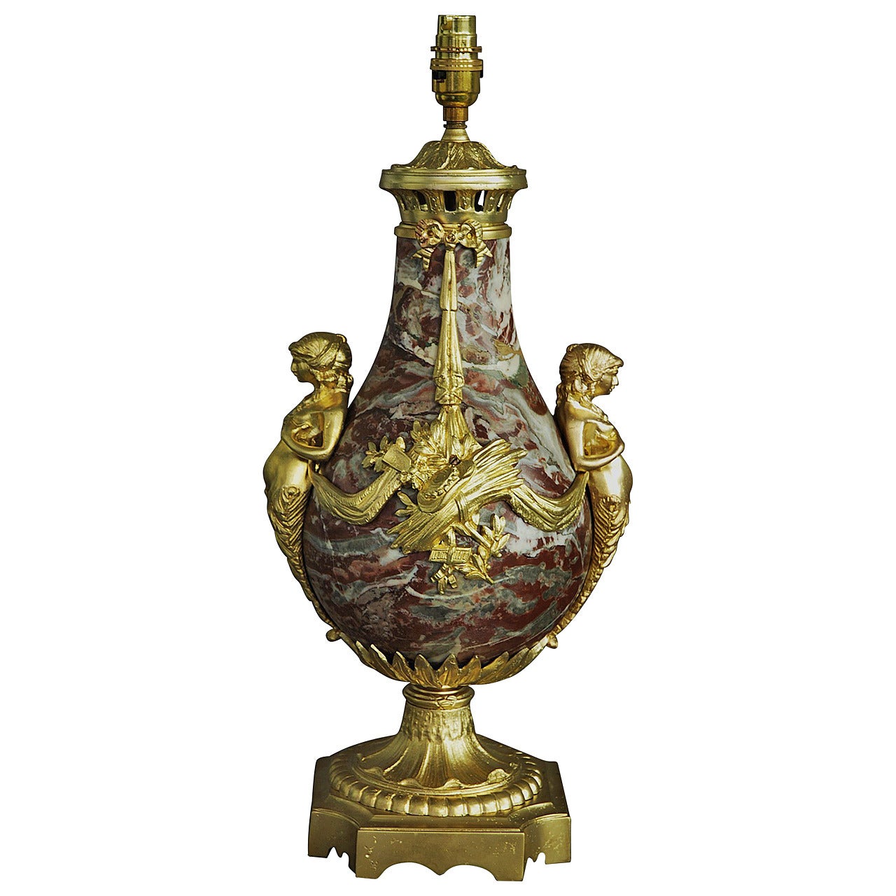 Large Marble and Ormolu Table Lamp