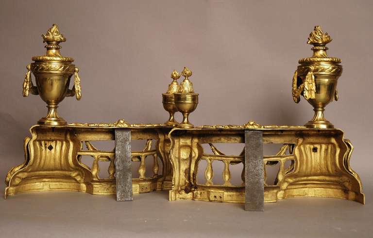 Late 19th Century French Louis XVI Style Pair of Ormolu Chenets/Fire Dogs 3