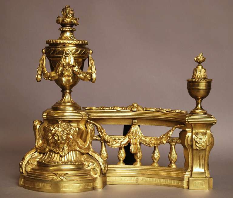 Late 19th Century French Louis XVI Style Pair of Ormolu Chenets/Fire Dogs 2