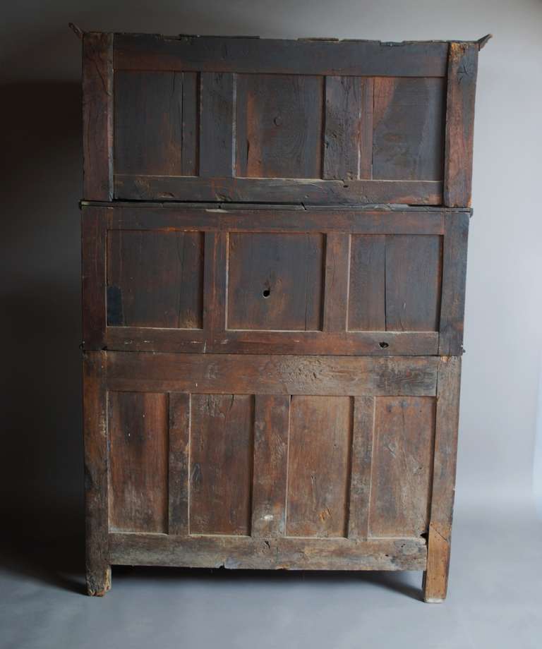 18th Century and Earlier Mid-18th Century Welsh Oak 'Tridarn' Three Part Cupboard of Superb Patina For Sale