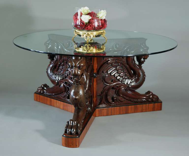 British Late 19th Century Mahogany Coffee Table with Glass Top