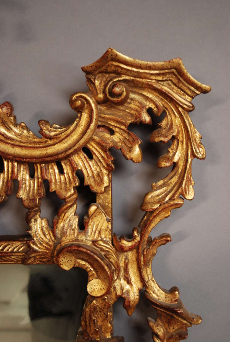 Giltwood Early 20th Century Chinese Chippendale Style Mirror