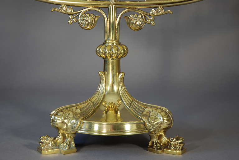 20th Century Pair of Gothic Style Brass Candlesticks For Sale