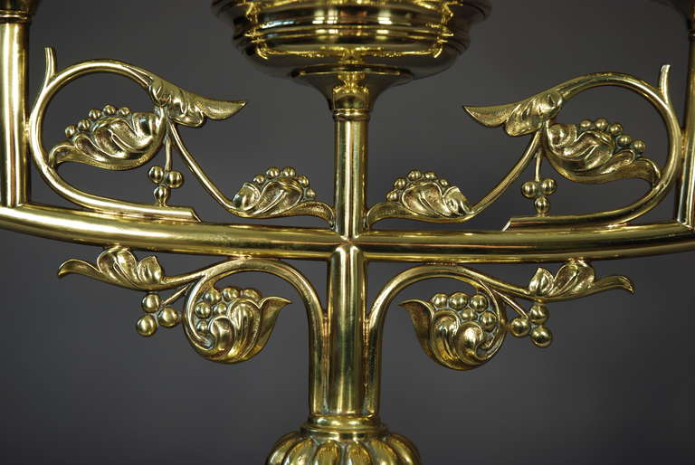 British Pair of Gothic Style Brass Candlesticks For Sale