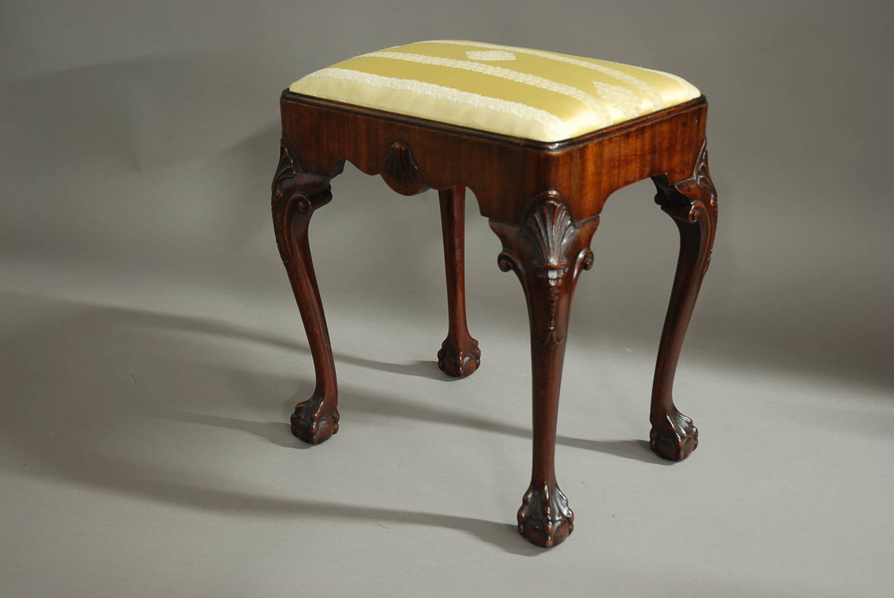 20th Century Early 20th century walnut cabriole leg stool