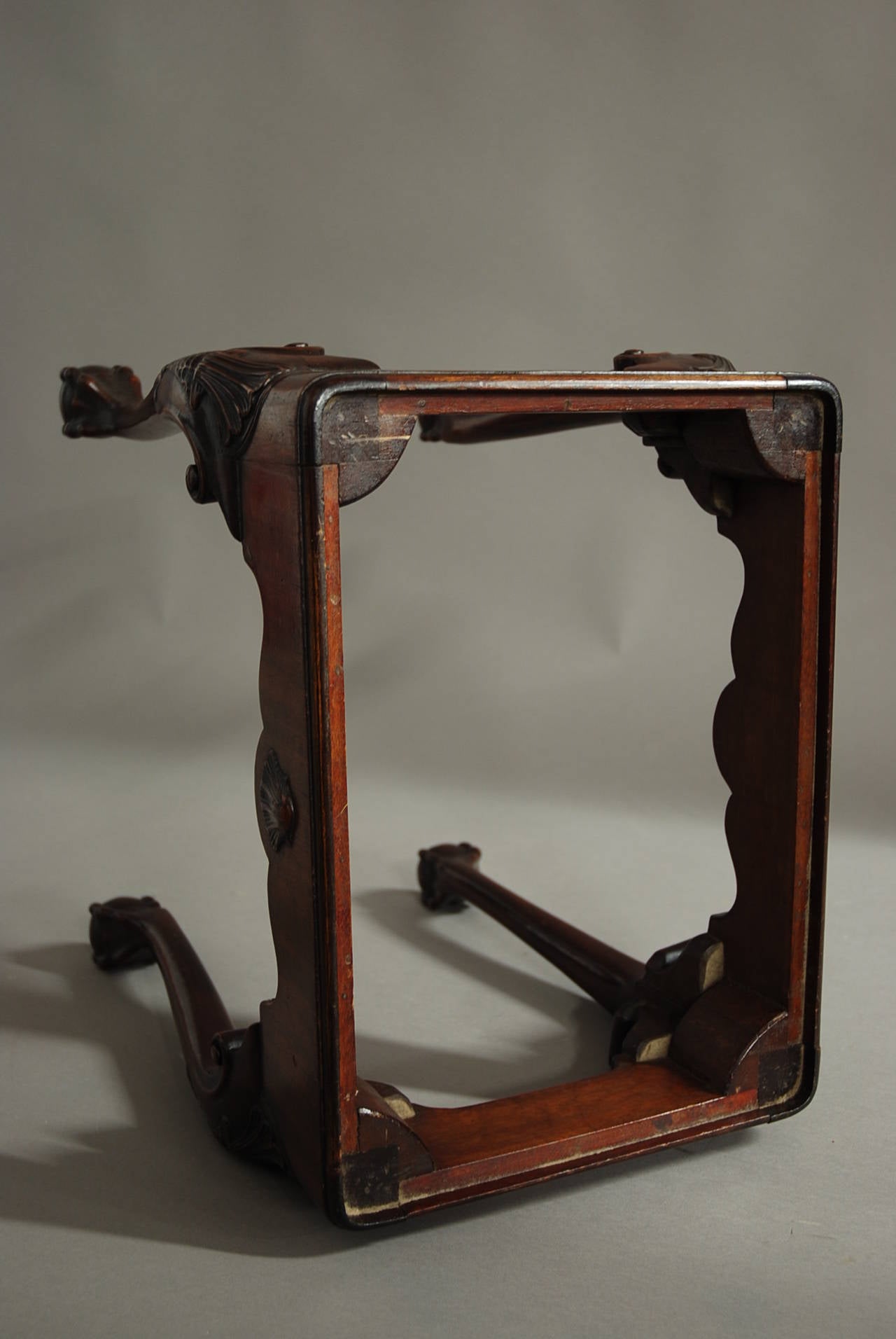 Early 20th century walnut cabriole leg stool 2